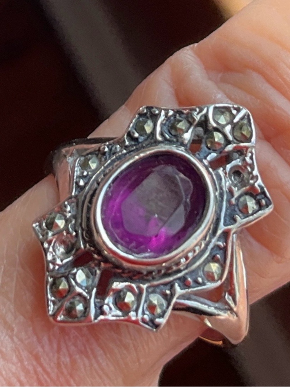 Purple and silver ring